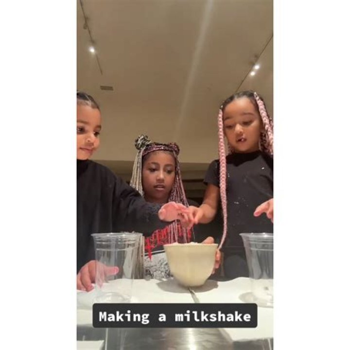North West Teaches Chicago & Psalm How To Make Milkshakes In Cute New TikTok Video